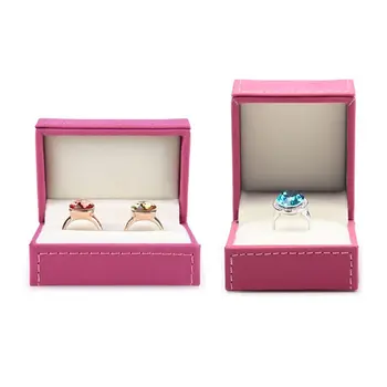 

2020 Leather Ring Storage Box Ring Display Case Holder Wedding Jewelry Organizer Case