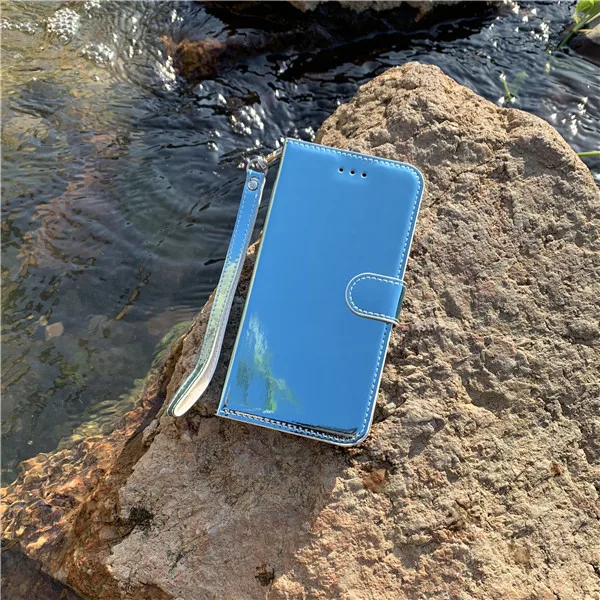 Blue Зеркальный лазерный кожаный флип-чехол чехлы на для Xiaomi-Redmi-note-8-Pro Сяоми ксиоми Редми Ноут 8 про Редми 8 8a держатель для карт кошелек Подставка чехол для Xiaomi Redmi8 Redmi 8 A note 8 Pro - Цвет: Blue