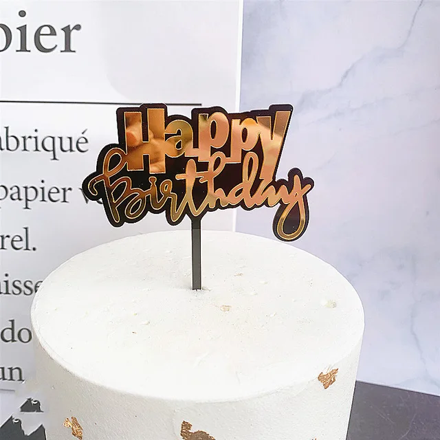 С днем рождения акриловый торт Топпер серебряный розовый замок кекс Топпер Для детей день рождения торта украшения детский душ - Цвет: 8