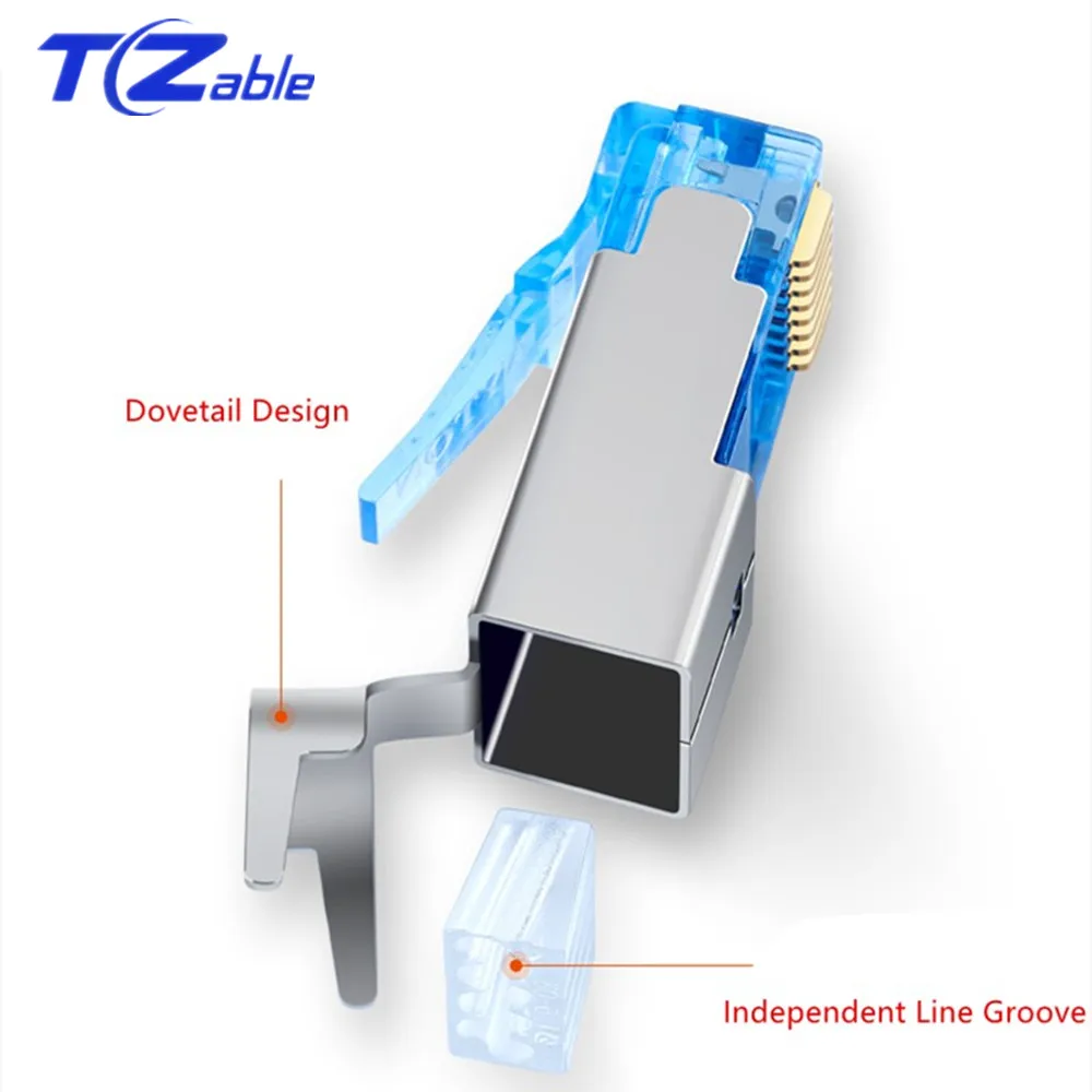 RJ45 Connector Cat6 Cat7 RJ 45 Gold-Plated Shield
