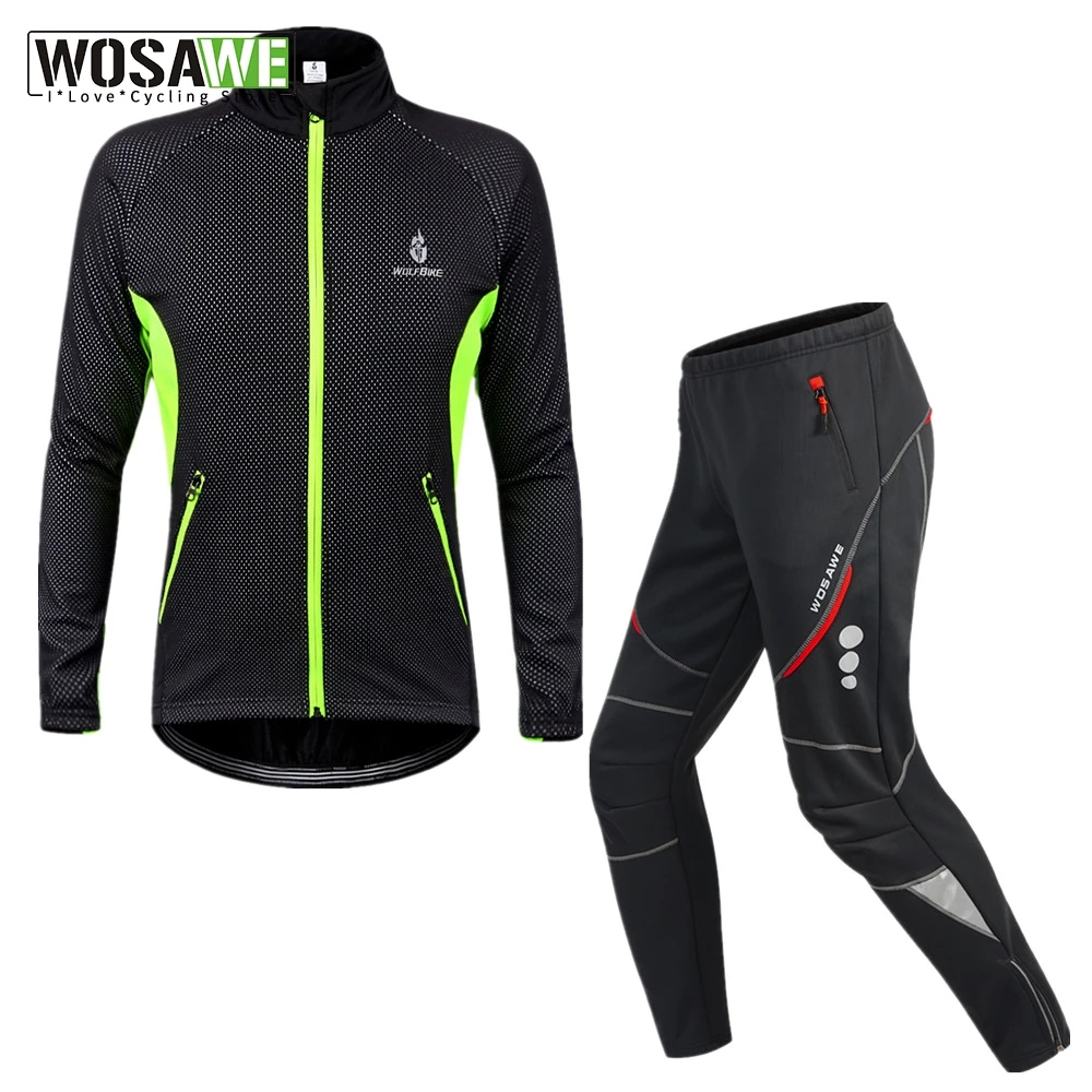 WOSAWE Мужская велосипедная куртка набор зимняя теплая Теплая Флисовая