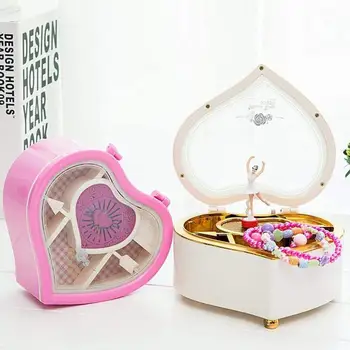 

Heart Shape Dance Ballet Music Box Toys Geometric Music Box Decor Girls Hand Crank Music Box Toys Gift For Valentine's Day