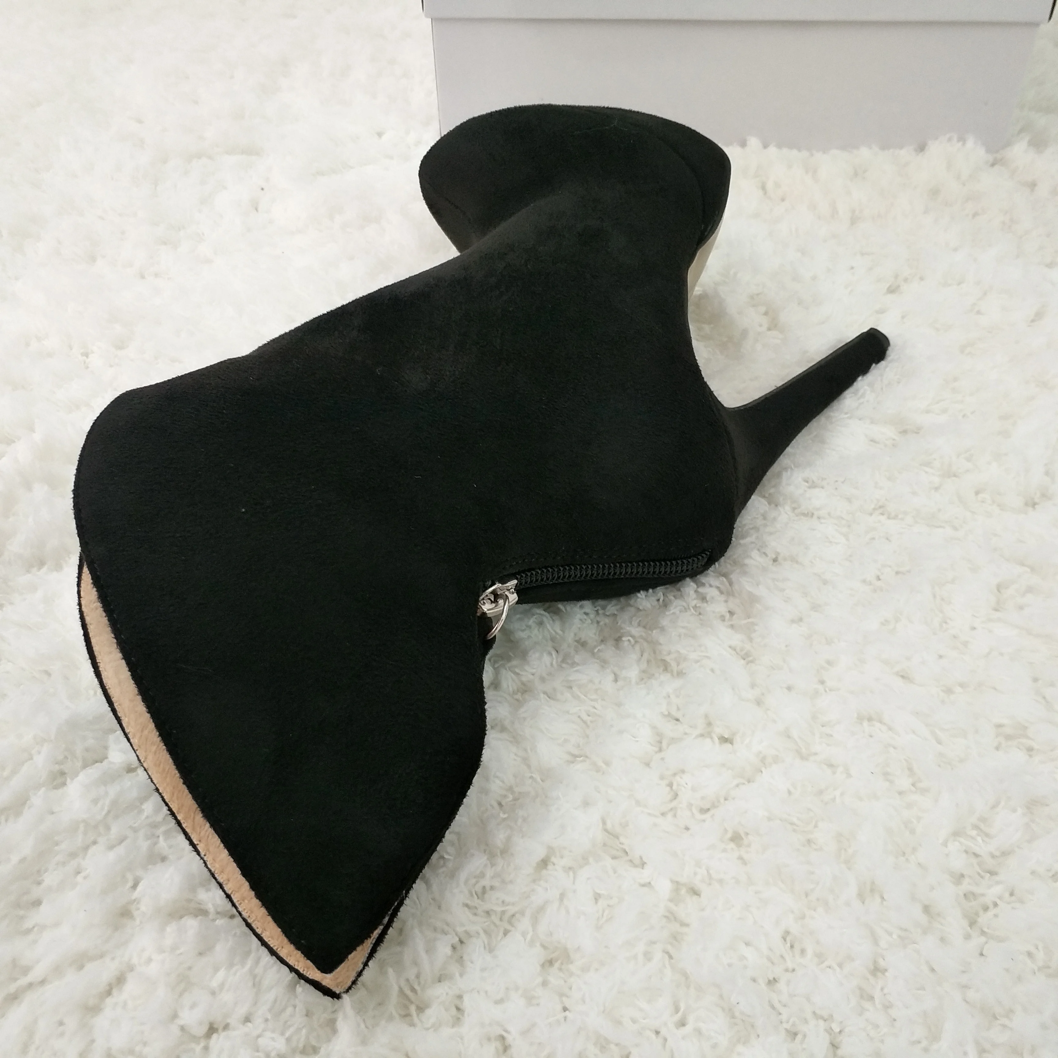 Women Stiletto High Heel Mid-Calf Boot Round Toe Platform Black Suede Fashion Evening Party Ball Lady Short Boots 3463BT-d Women Stiletto High Heel Mid-Calf Boot Round Toe Platform Black Suede Fashion Evening Party Ball Lady Short Boots 3463BT-d