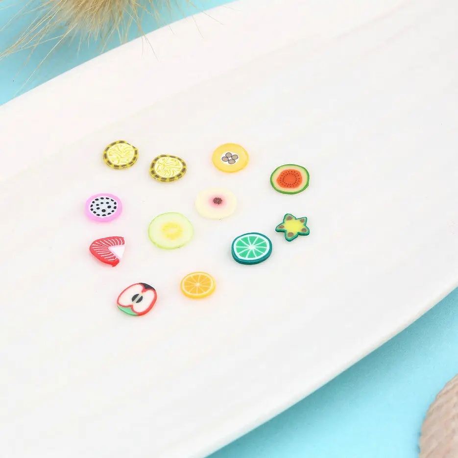3D Nail Art Assorted Tropical Fruits Slices Polymer Clay Stickers Tips DIY Decor Craft Pack of 1000Pcs