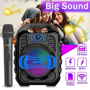 

9W 3D Surround Sound Portable Karaoke KTV Wireless bluetooth Speaker LED Lights Outdoor Dancing Singing with/without Microphone