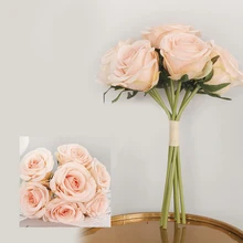Искусственные шелковые цветы, букет роз, 21 головка, для свадьбы, дома, гравировки, для улицы