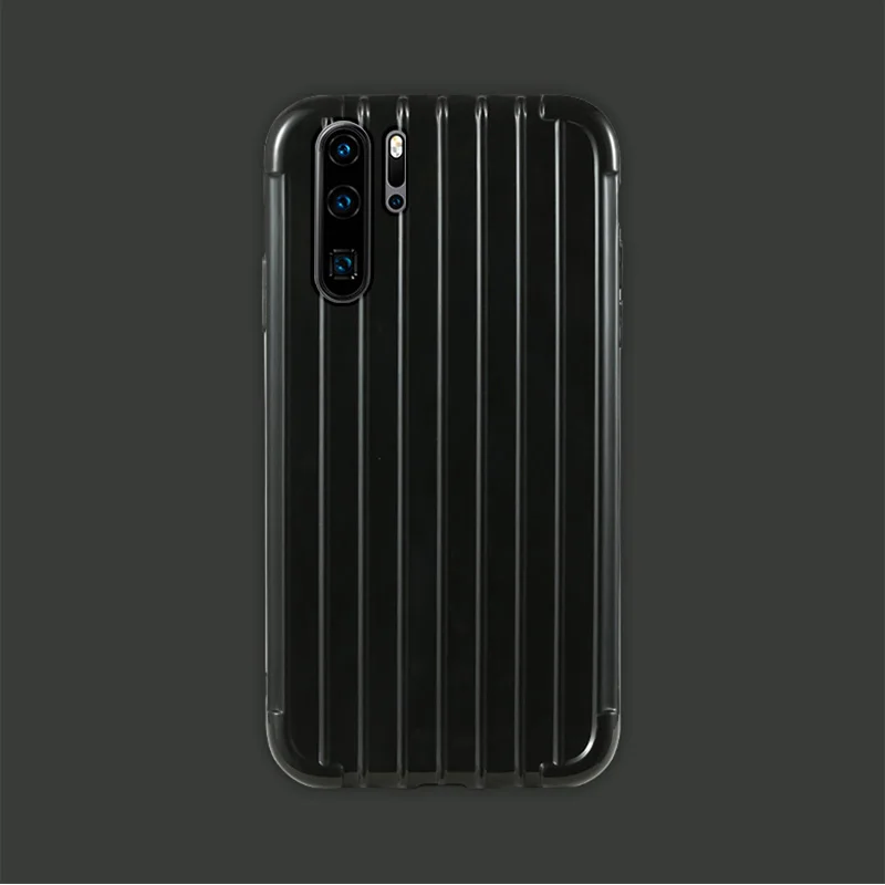 Black Роскошный багажный чехол для huawei p30 pro, Модный милый чехол для костюма, чехол для багажника из ТПУ, силиконовая задняя крышка для huawei p30 P30 lite, защитный чехол - Цвет: Black