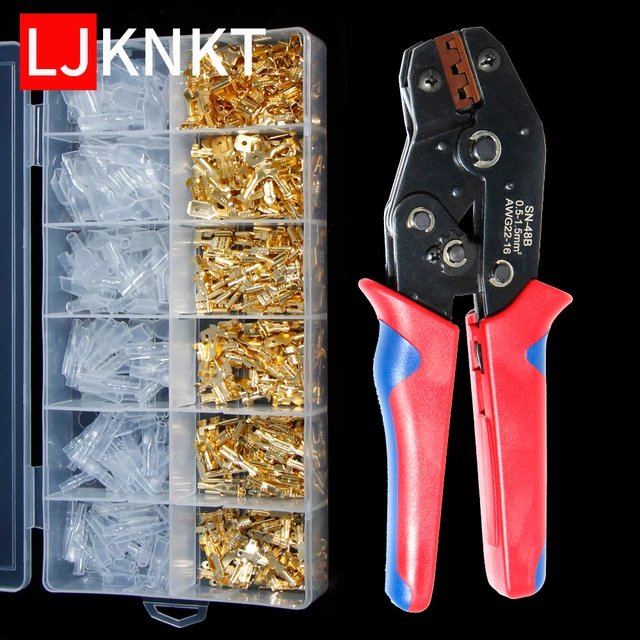 2.8/4.8/6.3mm universal spring plug wire crimped crimping hand tool connection Terminals Electrical Insulated Assortment SN-48B 1