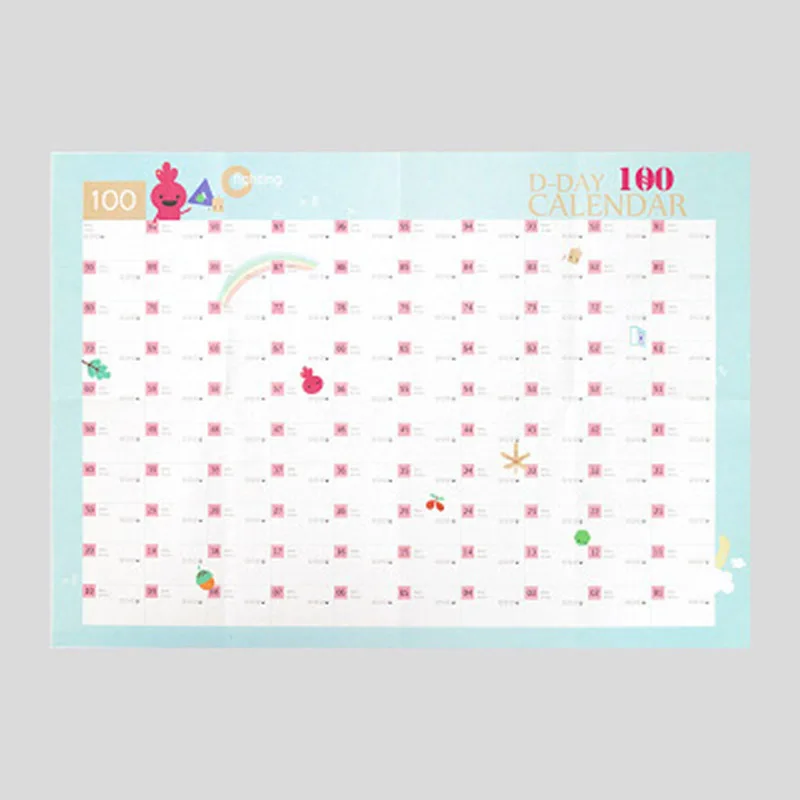 

100 days Planner Paper Wall Calendar Office School Daily Planner Notes Schedule Daily Memos Timetable Notebook Yearly Agenda
