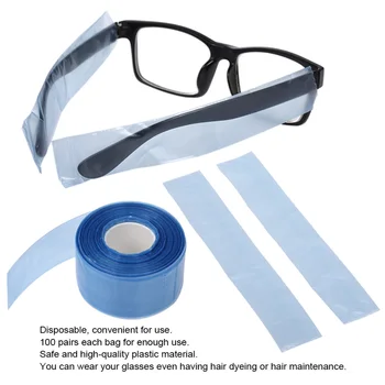 

200pcs/box Plastic Disposable Salon Hair Dyeing Coloring Protector Covers for Glasses Legs Slender Bag DIY Hair Styling Tool