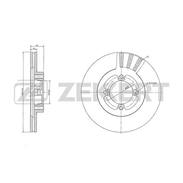 Диск торм. перед.Toyota Liteace 85- Modell F 85 ZEKKERT bs-5502