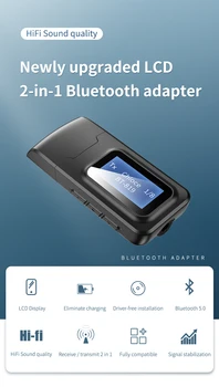 

2 In 1 USB Bluetooth 5.0 Audio Transmitter Receiver Upgraded LCD Wireless Adapter For Headphone PC Computer HIFI Sound Quality