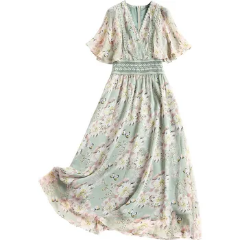 

Women Runway Designer Elegant Blazer & Chiffon Dress dress Set High Quality Notched Robe Long Pink Office Party Vestidos