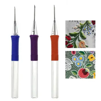 

Punch Knitting Needles Sewing Accessories Punch Needle Stitching With Storage Box DIY Magic Embroidery Pen Set Crafts