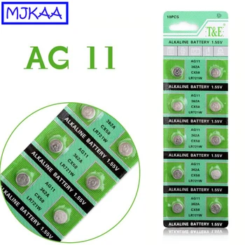 

MJKAA 10Pcs AG11 Alkalline 1.5V Button Battery 362 LR721 SR721SW SR58 TR721 Coin Cell Batteries for Watch Clocks