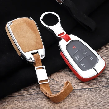 

Beautiful Suede Leather Zinc alloy Protection Car Key Cover Case For Cadillac XT5 XTS ATS CT6 CTS ATS 28TA Auto ShellAccessories