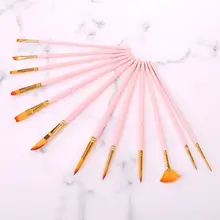 12 шт., кисти для рисования, тонкие нейлоновые волосы, Круглые, filber Angel, плоские Кисти для краски, инструменты