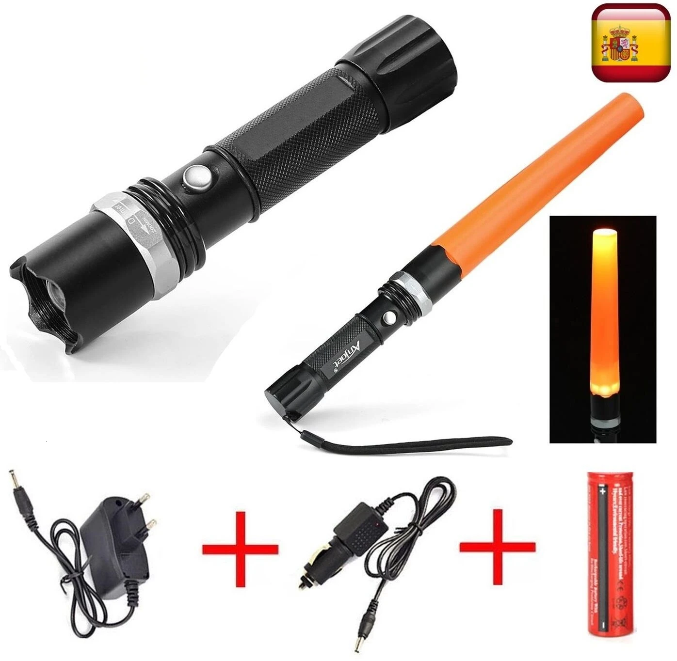 Linterna táctica emergencia pirulo cono pila recargable potencia|Linternas portátiles| - AliExpress