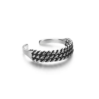 

Fashion 100% 925 sterling silver woven silver ring Girl simple popular Adjustable ring Vintage jewelry Holiday gifts