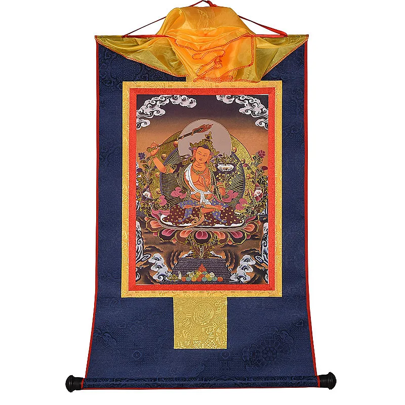 Тибетские картины Thangka Тибетский буддизм Позолоченные манджушри статуя Будда