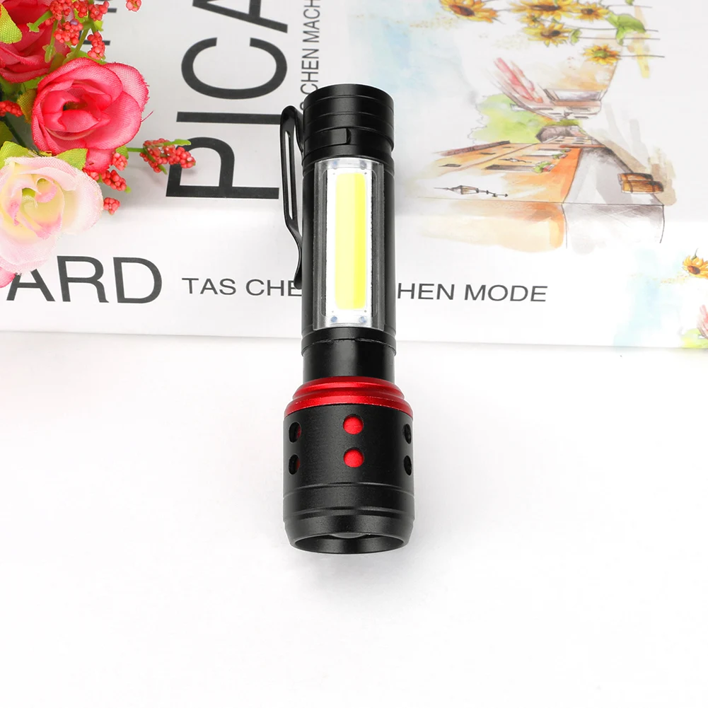 Масштабируемый Фонарик светодиодный Linterna XPE+ COB Flashlamp 5 режимов встроенный 18650 батарея ремонт освещение с заряжаемый через интерфейс USB фонарь