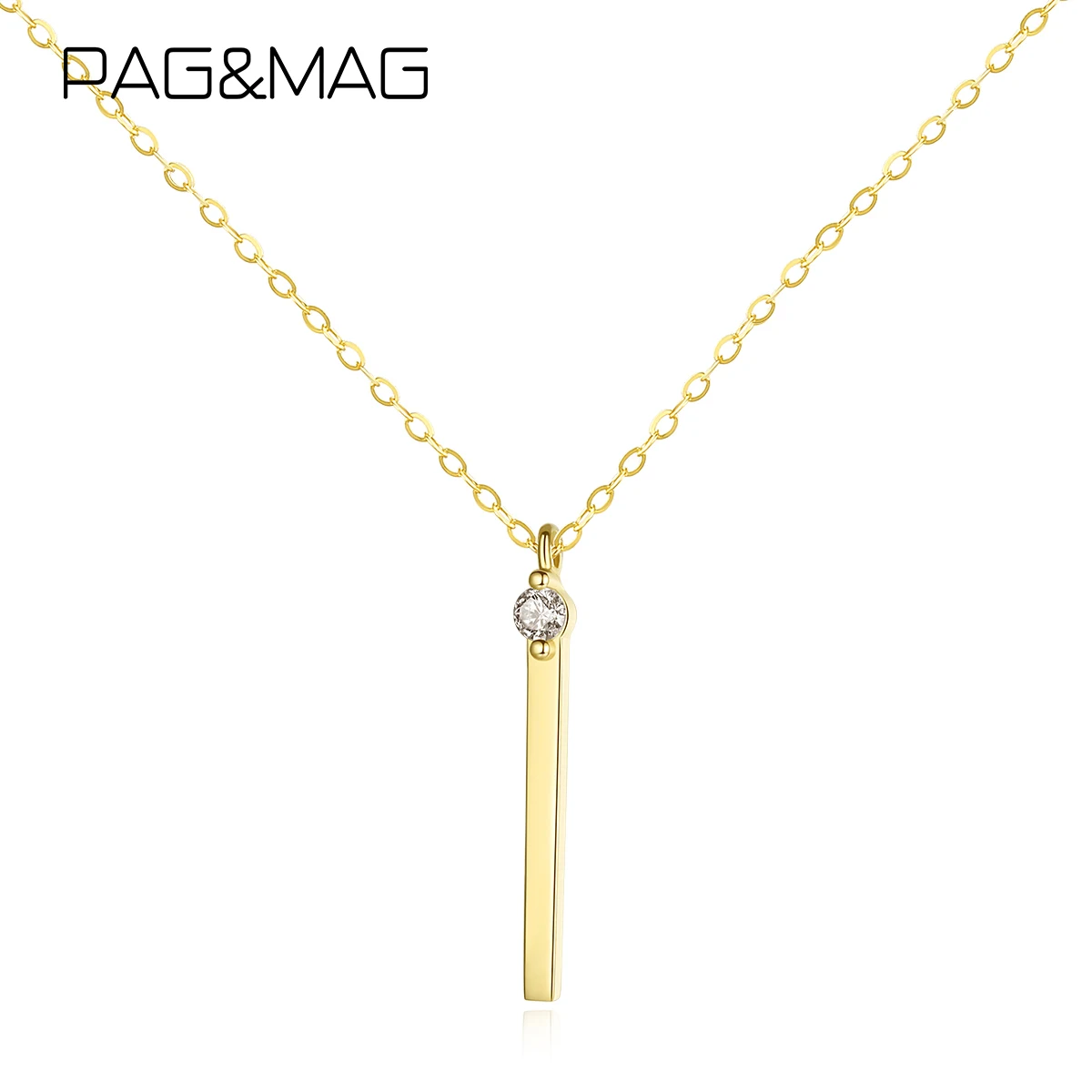 PAG & MAG минимализм чистый 14 к золотой мини слиток бар кулон ожерелье для женщин