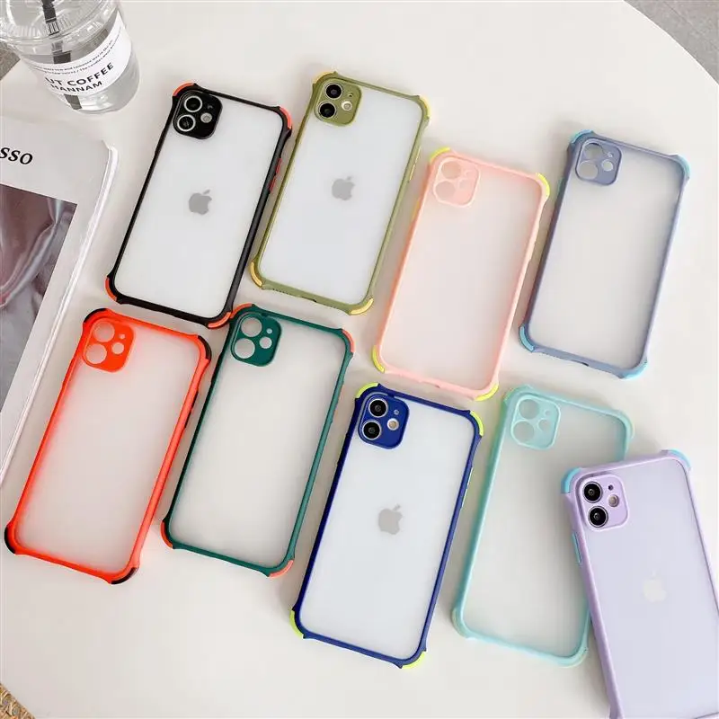 Phone Case For Xiaomi Redmi Note 9 9S PRO MAX Simple Matte Transparent Shockproof Four-Corner Bumpet Soft Frame Clear PC Cover