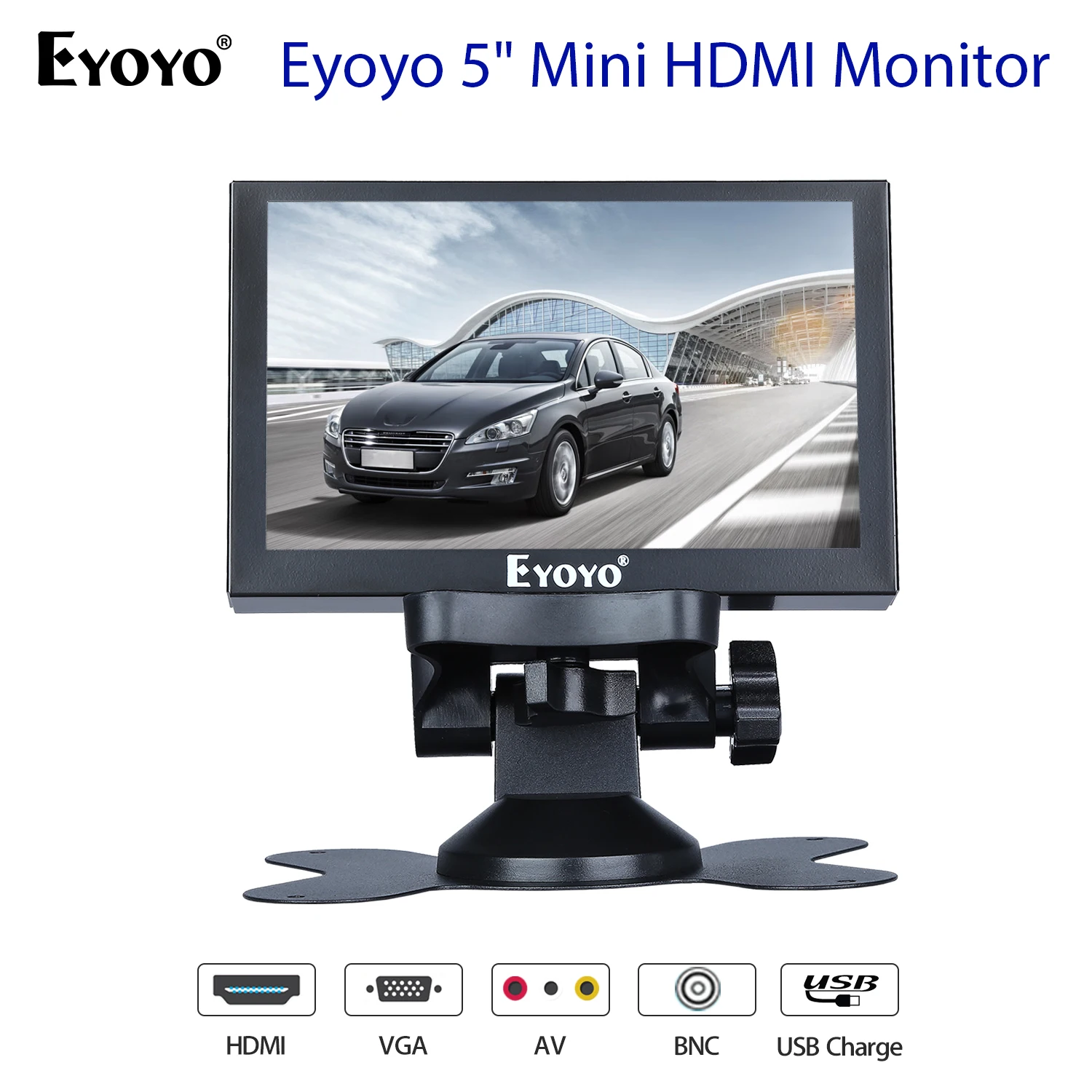 

Eyoyo 5" HD 800X480 Mini Truck Car Rear Rearview Parking Monitor Camera Reverse LCD Screen with HDMI VGA BNC Security Display