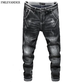 

New Winter Warm Thick Jeans Plus Size 38 Vintage Washed Ripped Jeans Straight Pants Stretch Denim Men Jeans Winter