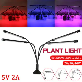 

30W LED Grow Light DC 5V USB with Timer Dimmable Full Spectrum 3 Head Bulbs Flexible Clip Phyto Lamp for Plant Fitolamp