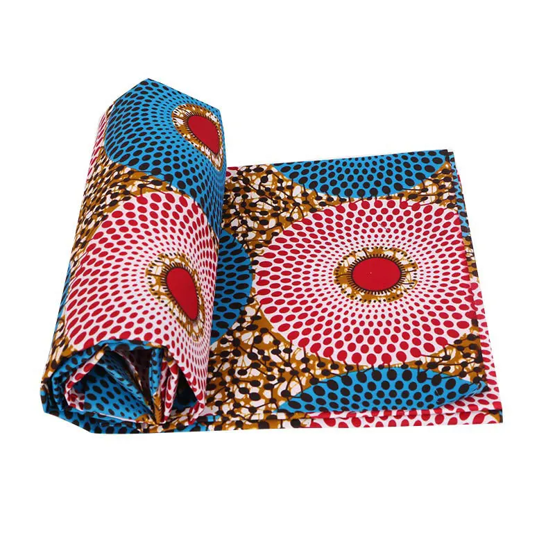 Голландский Воск синий и красный круг печати ткань высокого качества Африканский Воск