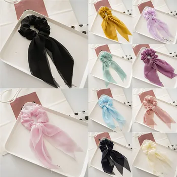 

Double Layer Chiffon Hair Scrunchies Bow Long Streamers Scrunchies Elastic Hair Bands Ties Rope Hair Accessories Summer Headwear