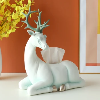 

Deer Figurine Craft Decoration Tissue Boxes Container Table Hotel Living Room Tussue Box Kitchen Napkin Holder Home Decor