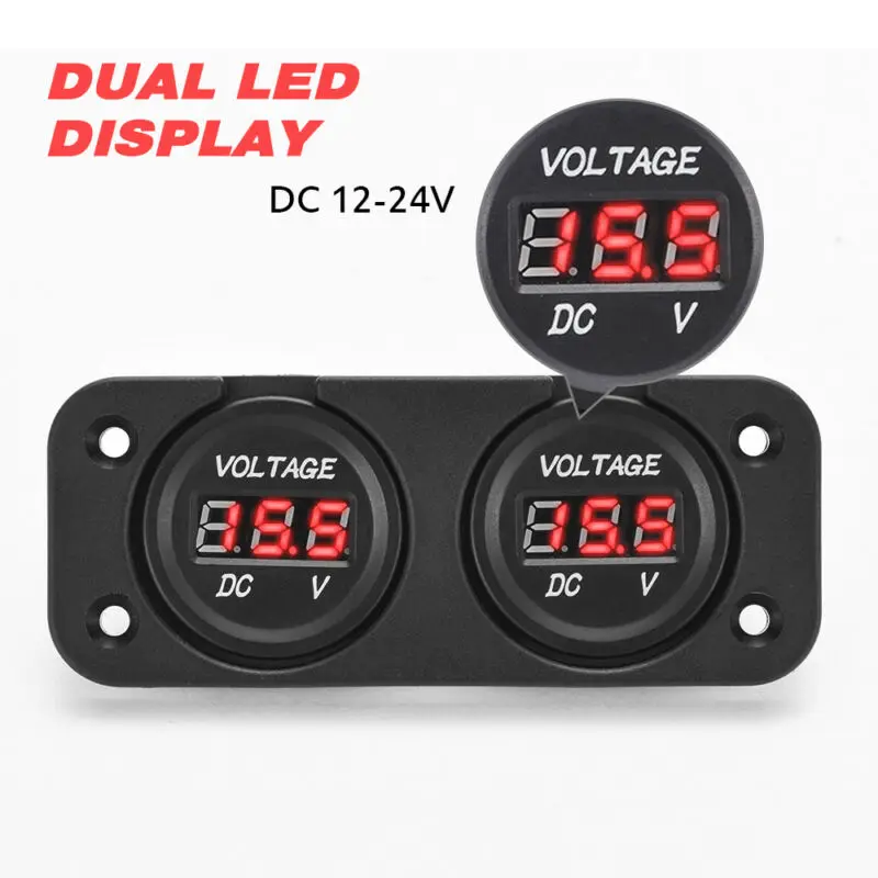 Boat Voltmeter Marine RED 5V30V Accessories 1pcs Dual LED Panel 12V