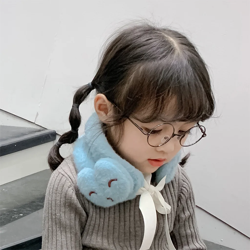 Winter Children Neckerchief Scarves Cartoon Fleece Baby Boys Girls Shawl Wrap cuellos niño Earflaps Kids Cotton Neckcloth шарф
