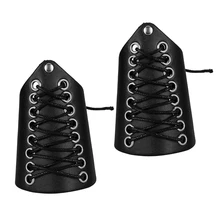 2 шт черный PU кожаный фиксатор для руки средневековый рыцарь Bracers шнуровка регулируемый средневековый панк браслет для байкеров
