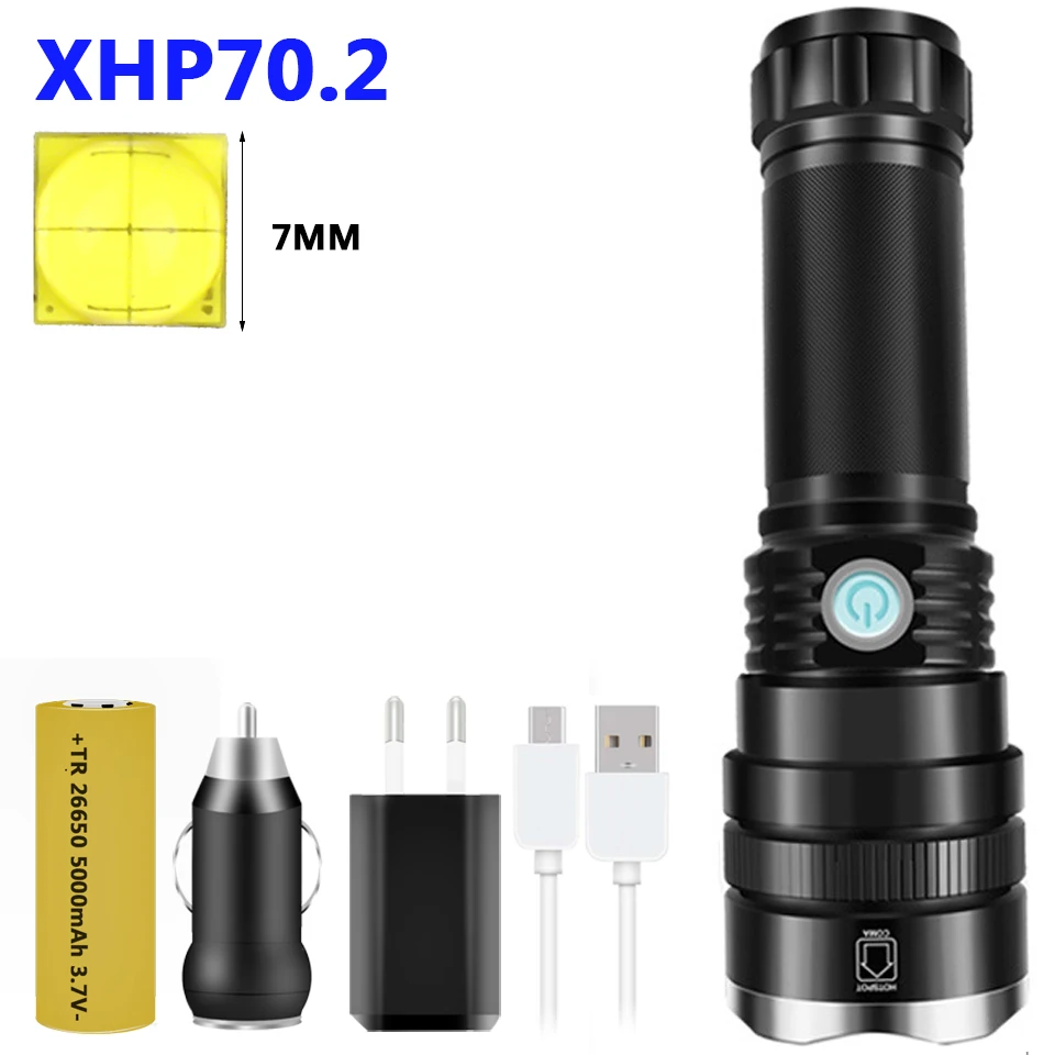 Option C XHP70.2 супер мощный светодиодный фонарь XHP50.2 тактический фонарь USB Перезаряжаемый водонепроницаемый фонарь ультра яркий фонарь для кемпинга - Испускаемый цвет: Option C