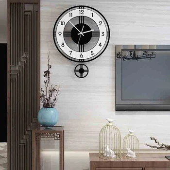

Swingable Silent Large Hanging Wall Clock Modern Design Battery Operated Quartz Hanging Clocks Home Decor Kitchen Modern Design