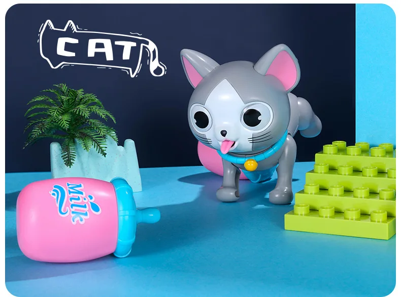 Моделирование Электрический умный питаться собака кошка свинья интерактивный робот светящиеся глаза игрушка для домашних животных сосание молоко мальчики девочки развивающие игрушки