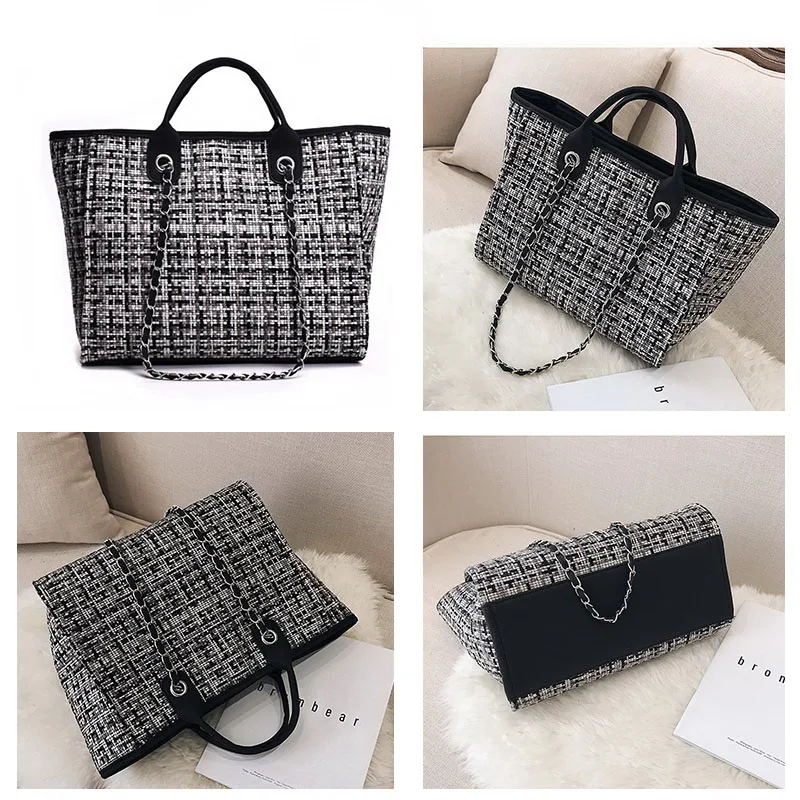 Tanie Ansloth Winter Classic Plaid torebki damskie torebki wełniane damskie torebki na ramię Patchwork torba na łańcuszku duży top rama do torebki HPS217