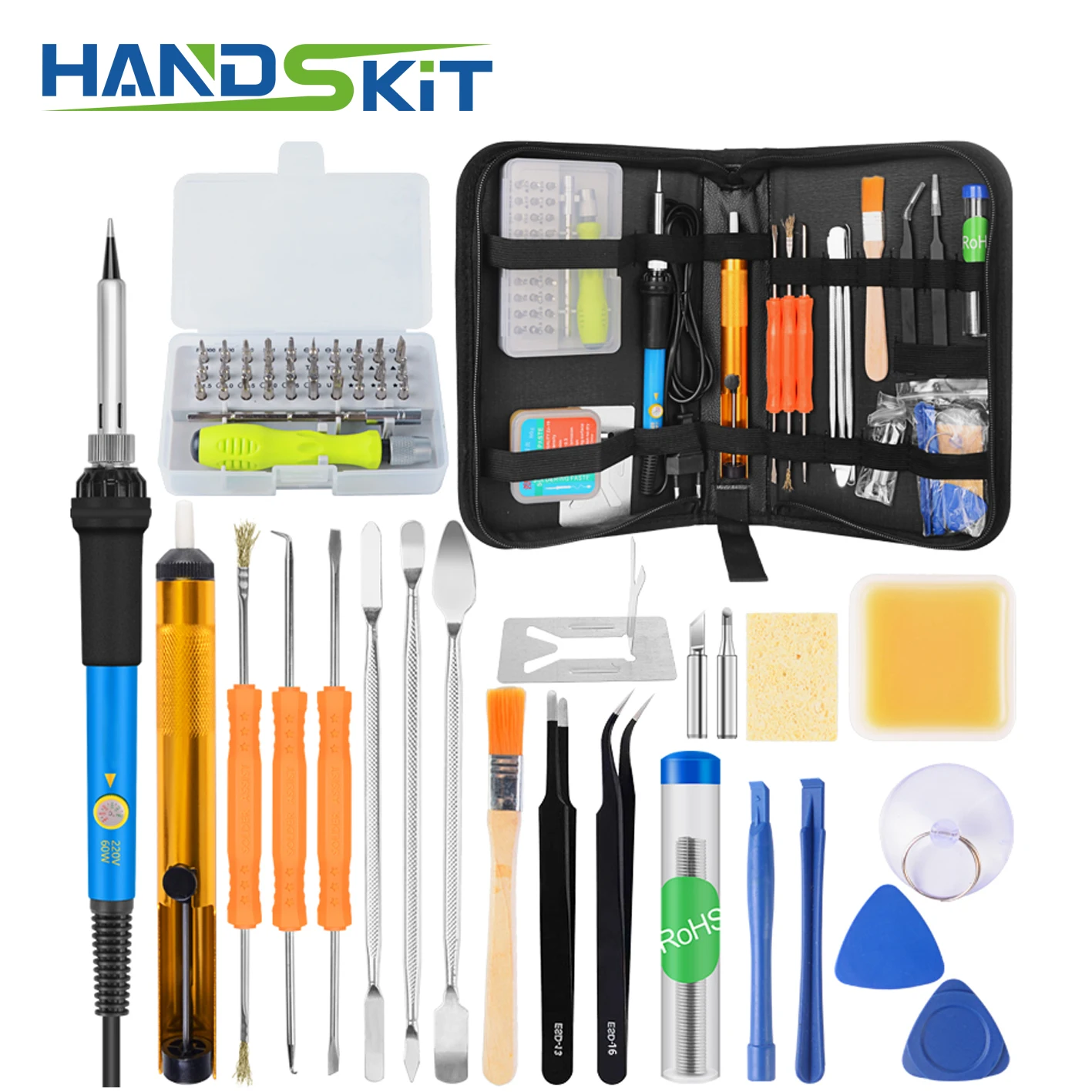 Handskit Eletronic 220 V/110 V 60W Adjsutable паяльник с отверткой набор мобильных инструментов для ремонта с открывающимся набором - Цвет: 56 in 1