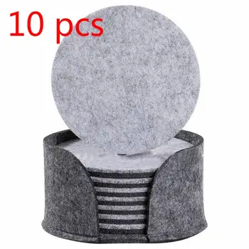 

Disaposable 10PCS Coaster Set Felt Drink Coasters Round Cup Mat Pad Protect Tool With Holder Table Placemats Kitchen Dining Tool