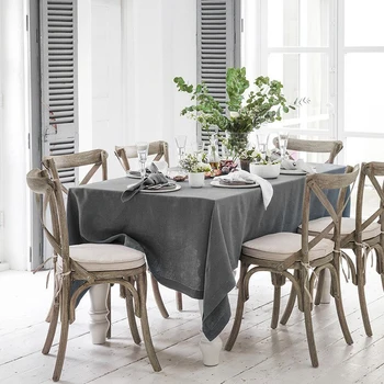 

100% Pure Natural Linen Solid Rectangle Side Table Cloth Customizable Size 20 Colors Light Extravagant Antibacterial