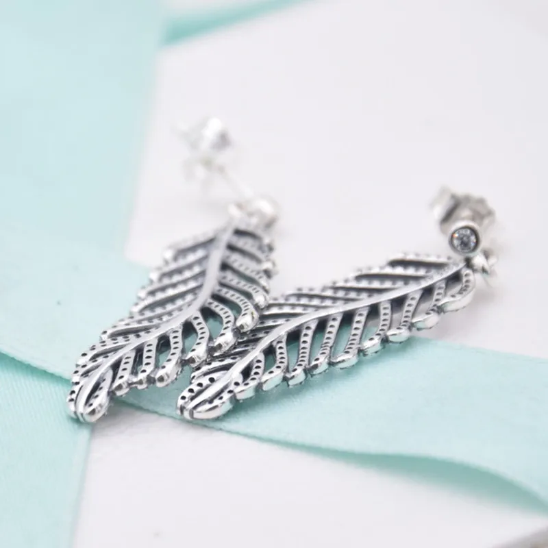 

Eearrings for women Dangling silver Feather Drop Earring 925 sterling silver earing brincos earings fashion jewelry brinco