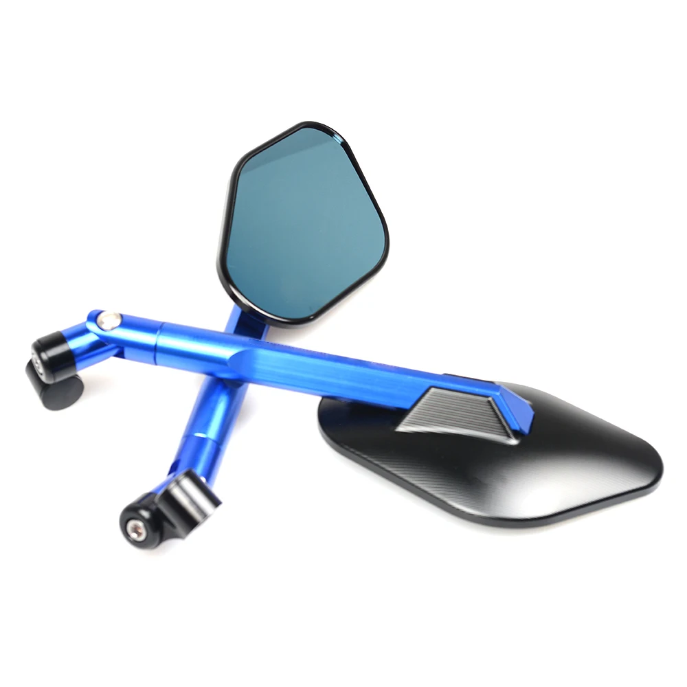 FOR Yamaha XJR1300 XJ6 Tmax 530 MT-01 MT-03 TDM900 FZ1 FZ6 YBR Motorcycle Side Mirrors Modified Rearview Mirror Handlebar mirror - Color: Blue