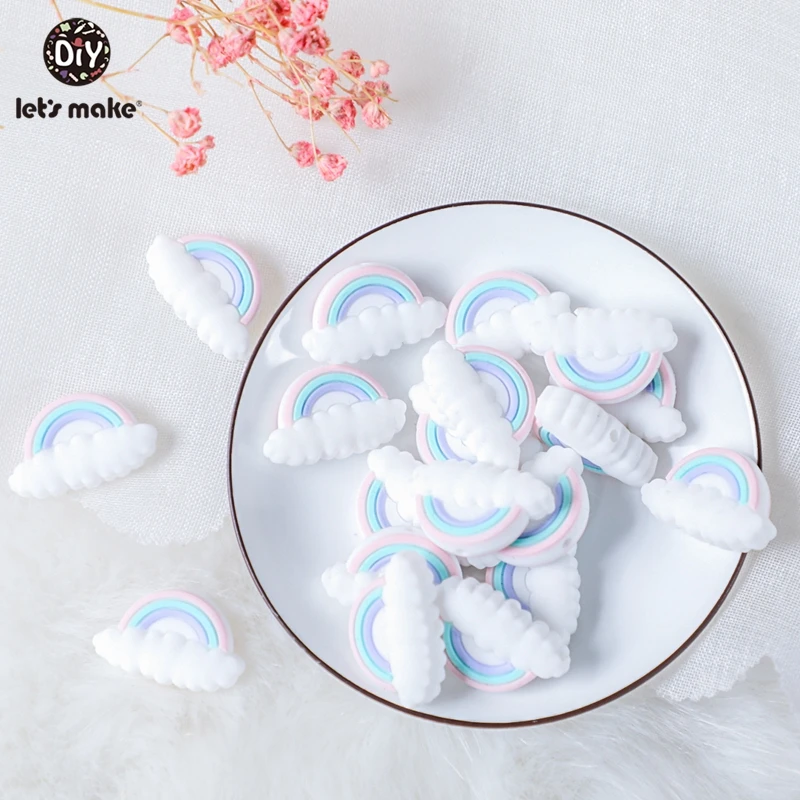 Teether-Toys Pacifier-Holder Silicone Toy Rainbow Lets-Make Rodents Tiny 5pc for Baby