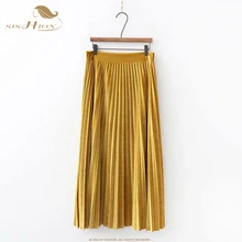 SISHION новая плиссированная юбка женская Мода Дикий бархат желтый Осенняя Юбка Повседневная Женская SP0822