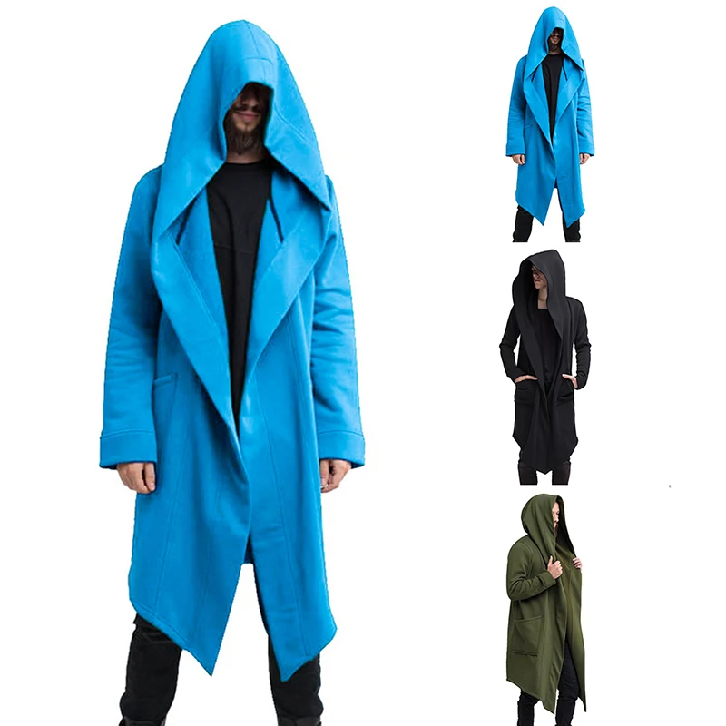 

Autumn Fashion Hoodies Long Cardigans Men Coat Casual Hip Hop Solid Jacket Pockets Male Winter New Hooded Solid Streetwear Tops