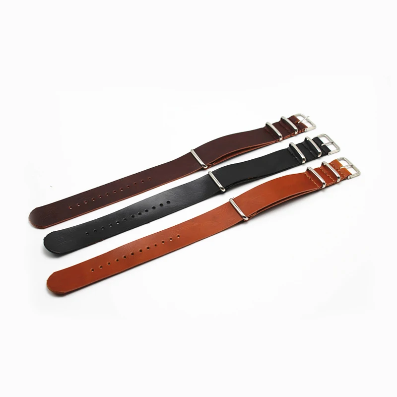 High Quality Pu Leather ZULU Strap Watchband NATO Men Women Strap 18mm 20mm 22mm 24mm Watch Adjustment Replacement Accessories