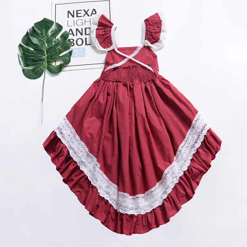 AX1004 Red Bear Leader/нарядные платья для девочек; Новинка; Летнее Детское платье принцессы; милое Повседневное платье без рукавов; одежда для детей; длинное платье - Цвет: AX1004 Red